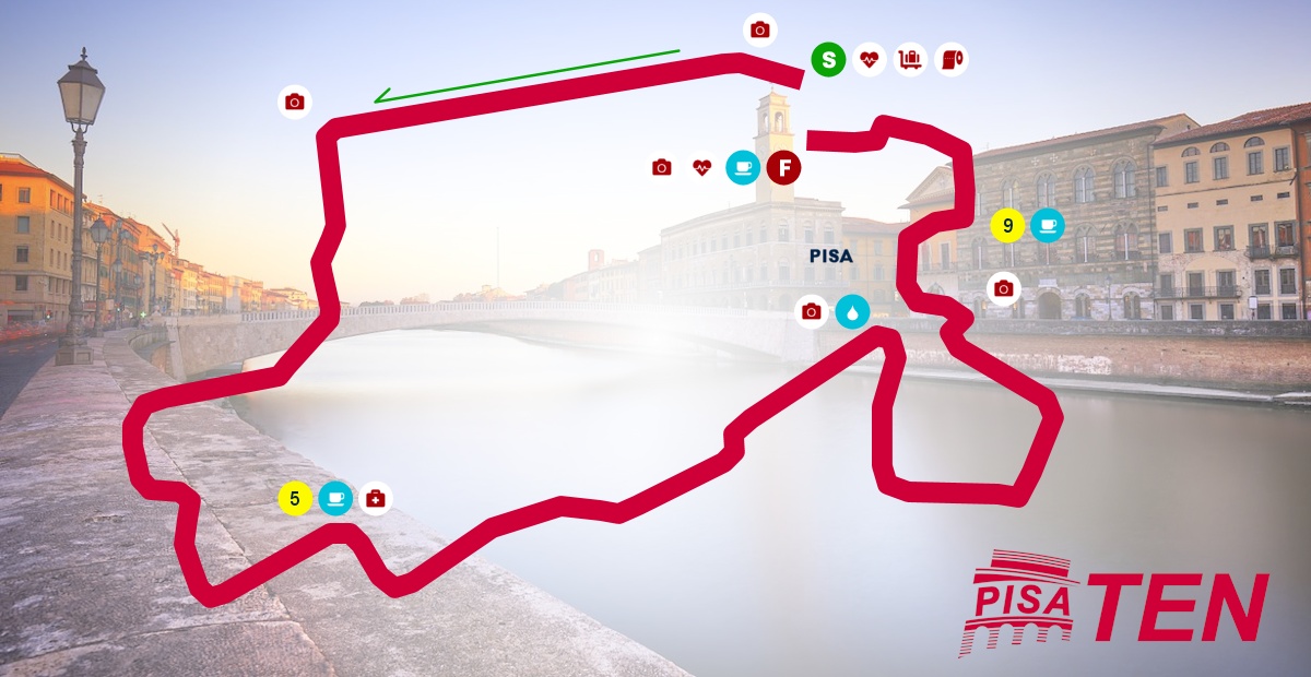 Map with the route of the Pisa Ten